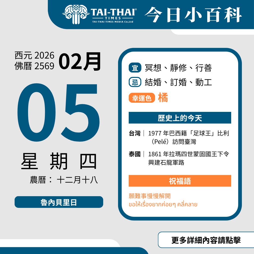 西元 2026 年 02 月 05 日（星期四）