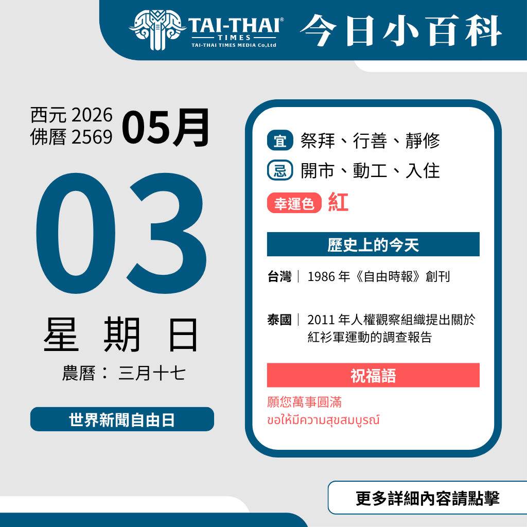 2026年5月3日 星期日